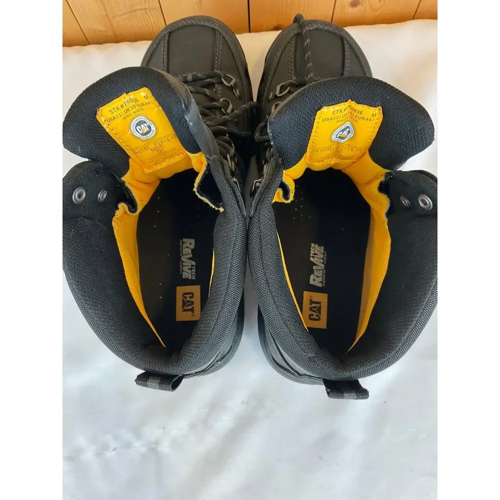 CAT Men's Threshold Waterproof Steel Toe Work Boots, Black- Size Men's 11.5 Wide